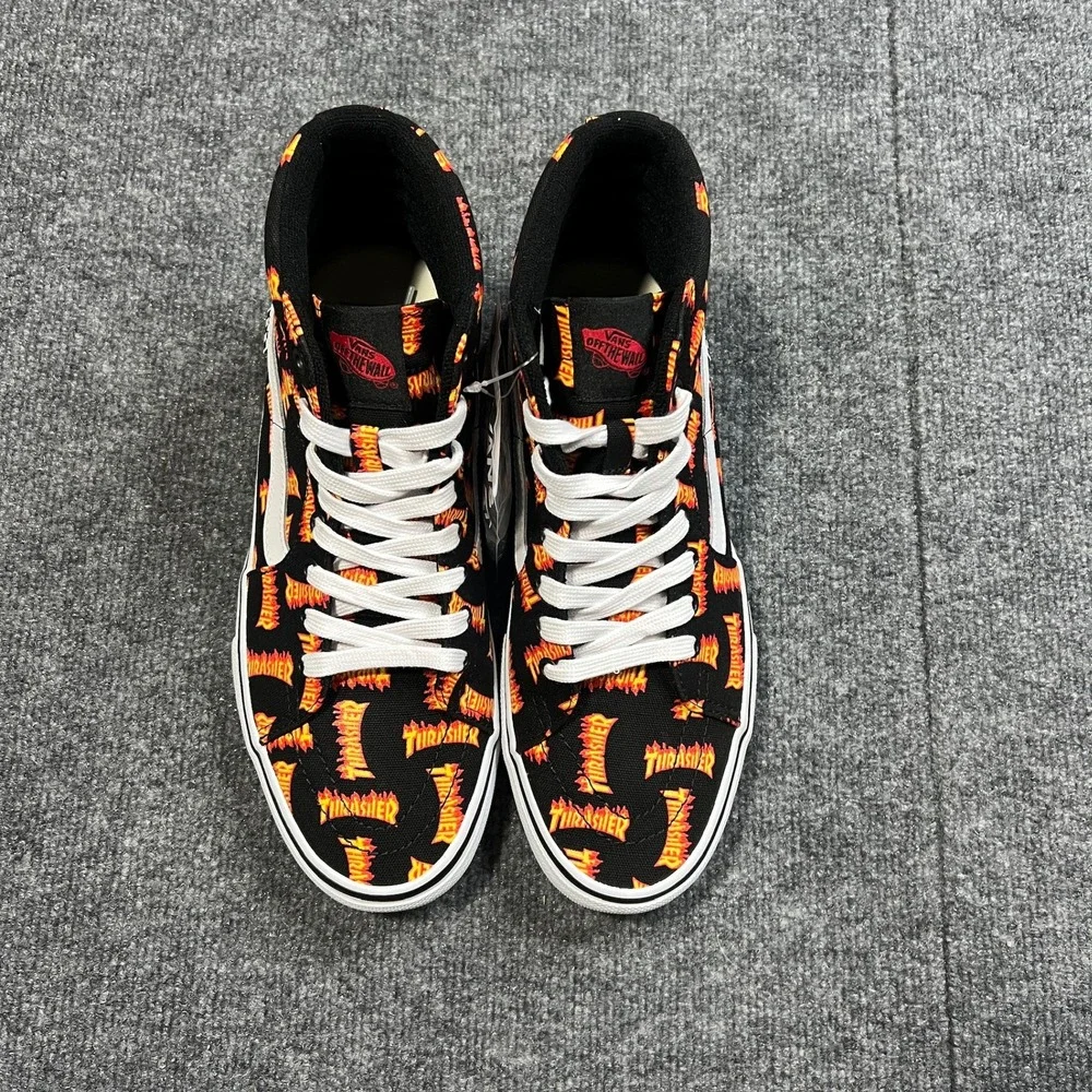 NEW Vans Skate Sk8-Hi Thrasher Mens 10 / 11.5 Wmns Black Multi Flame VN0A5FCCBML